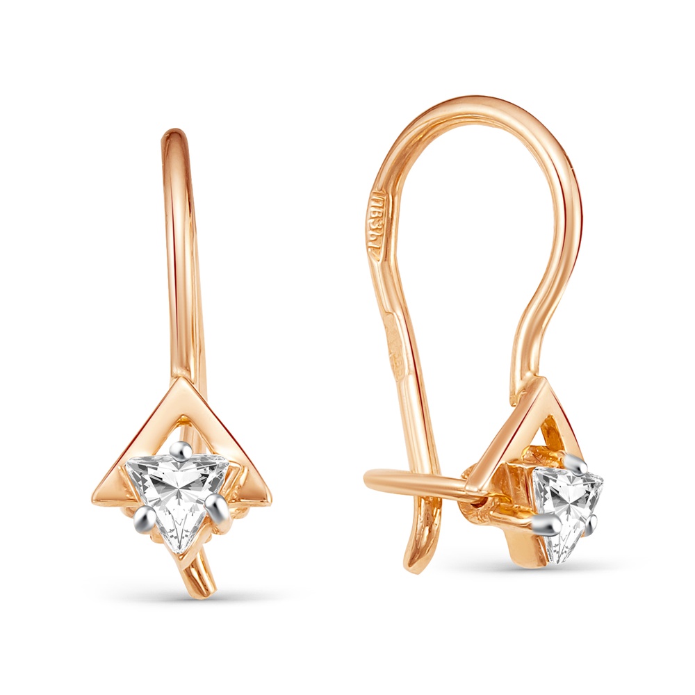 

Серьги из красного золота 585Gold 602001614, фианит, 602001614
