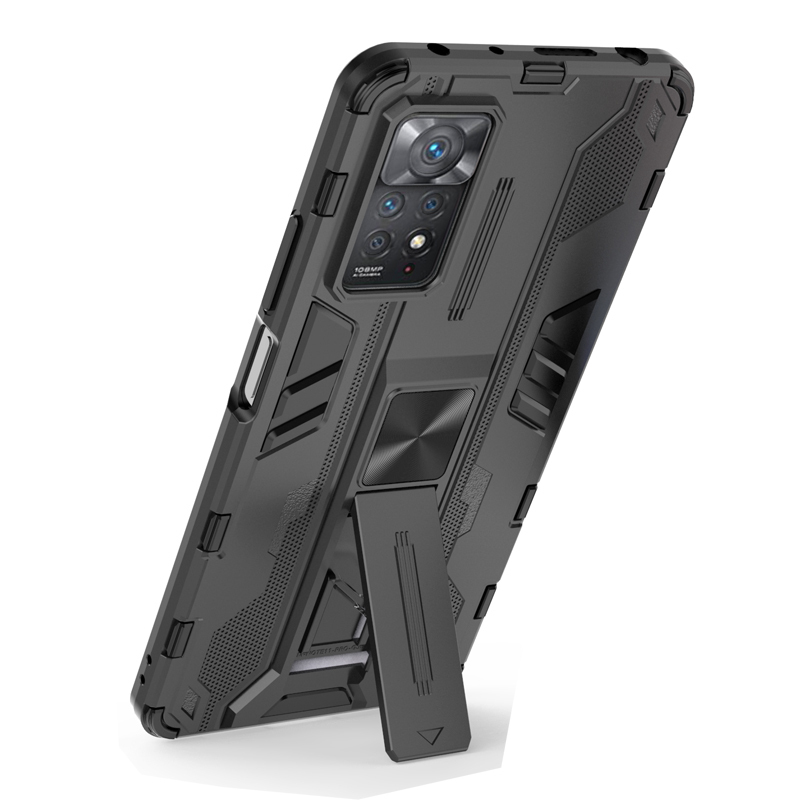 Чехол Transformer для Xiaomi Redmi Note 11 Pro противоударный, с подставкой, черный