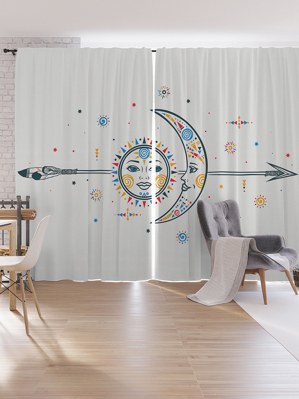 

Шторы под лён JoyArty "Солнце и луна на стреле", серия Oxford DeLux, 340х265 см, Солнце и луна на стреле