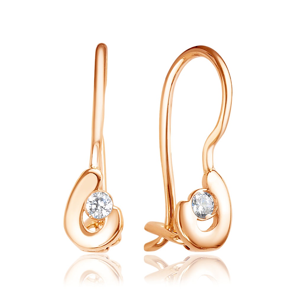 

Серьги из красного золота 585Gold 602001602, фианит, 602001602
