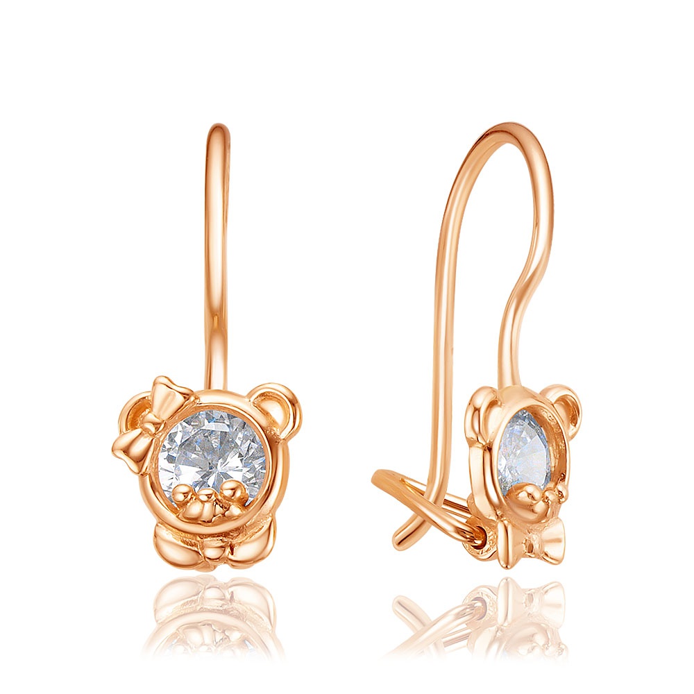 

Серьги из красного золота 585Gold 602001598, фианит, 602001598