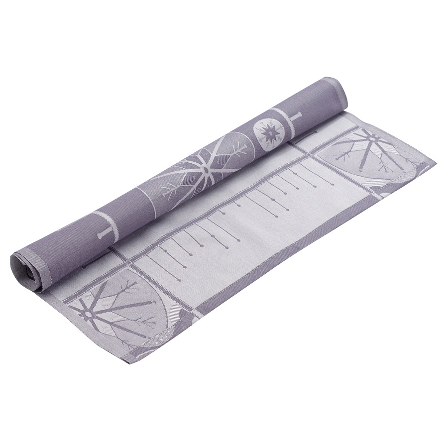 Салфетка xлопок фиолетово-серый с рисунком Ледяные узоры, new year essential, 53x53см