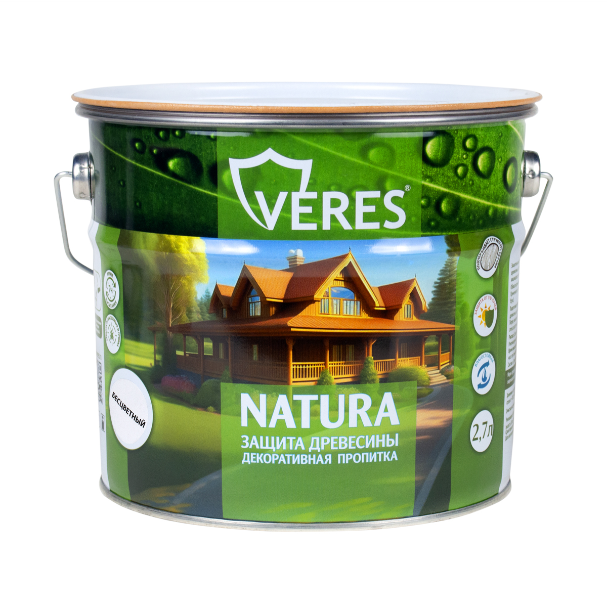 Декоративная пропитка для дерева Veres Natura полуматовая 2 7 л бесцветная, VR-132