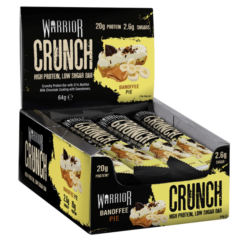 фото Warrior протеиновый батончик crunch high protein bar 64г х 12шт (банановый пай) 20г белка