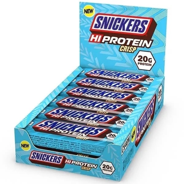 фото Snickers протеиновый батончик crips hi protein bar 57г х 12шт /20г белка/