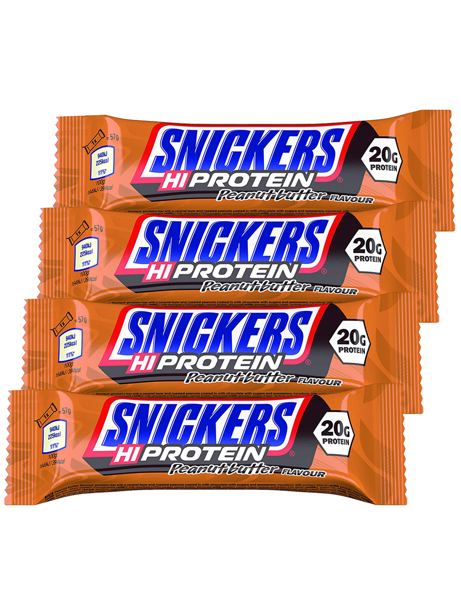 

Snickers Hi Protein Bar (С Арахисовой Пастой) 4шт по 57г / 20г белка /