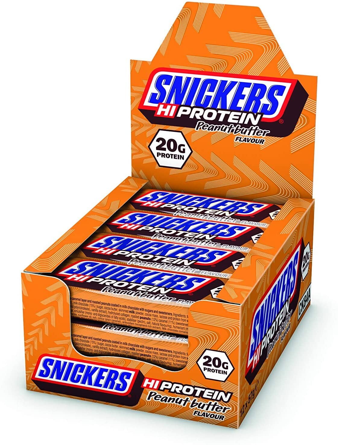 фото Snickers протеиновый батончик peanut butter hi protein bar 57г х 12шт /19г белка/