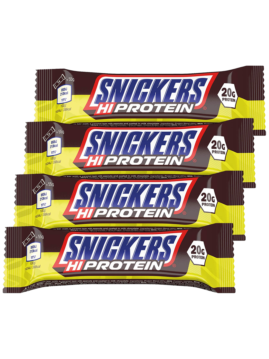 

Snickers Hi Protein Bar, 4шт по 55г / 20г белка /