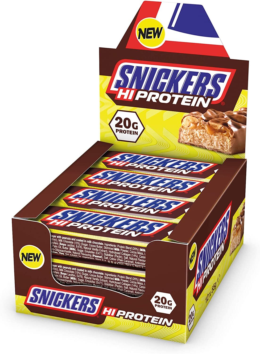 фото Snickers протеиновый батончик hi protein bar 55г х 12шт /20г белка/