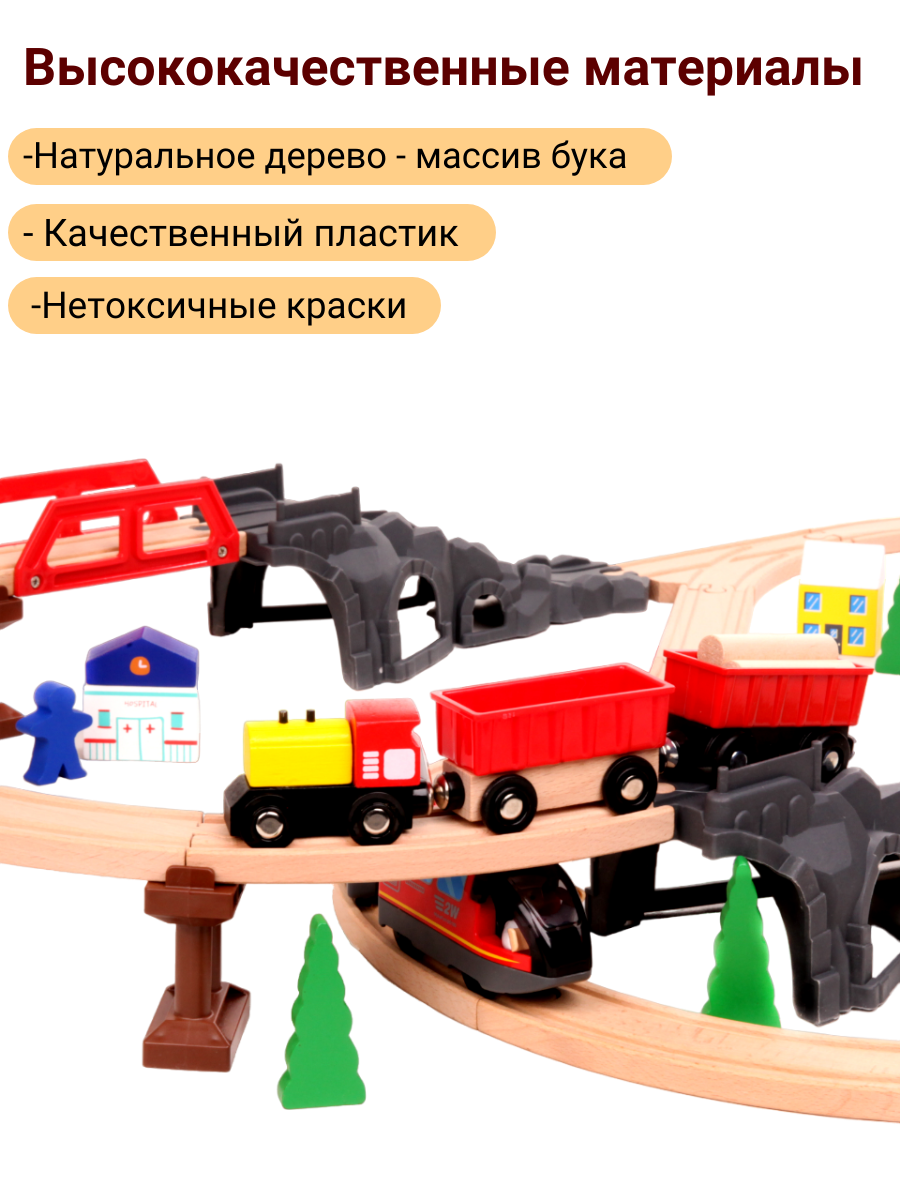 Деревянная железная дорога Kids Family с электропоездом деревянная железная дорога паровоз brio на управлении со смартфона или планшета 33863