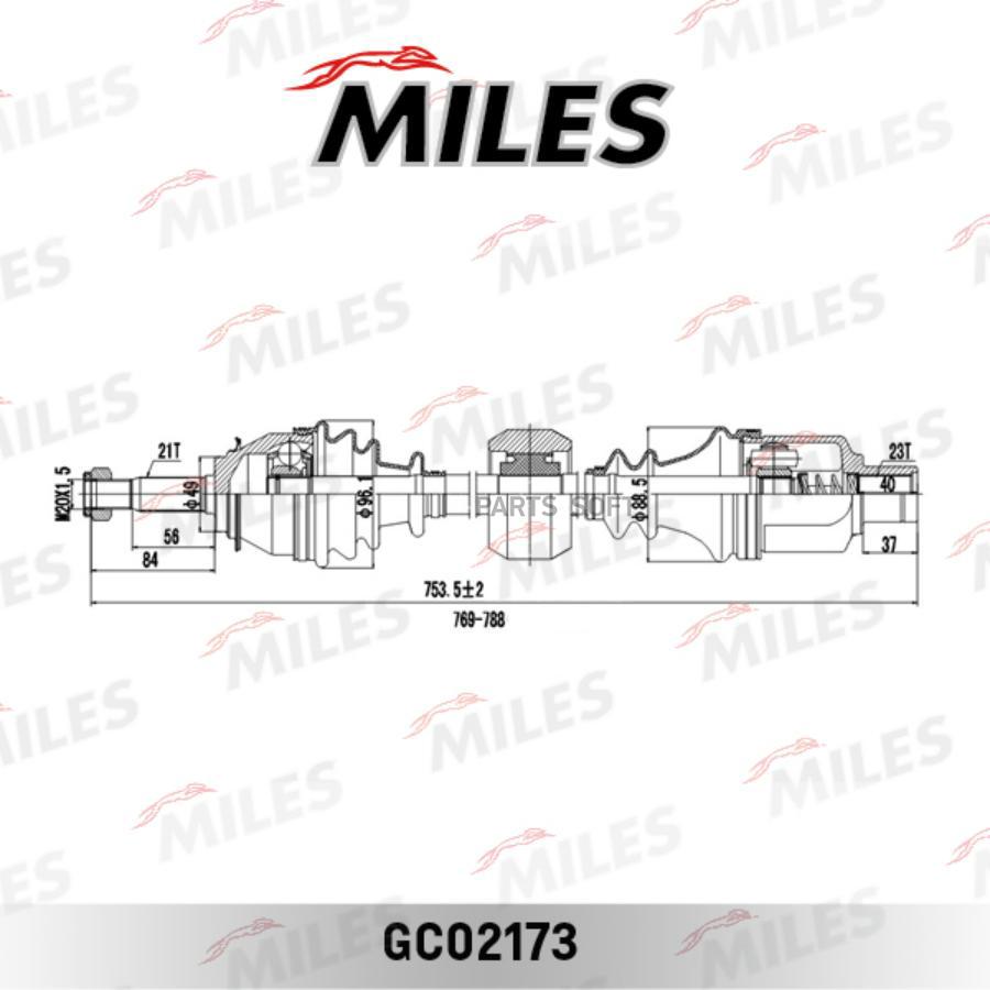 

Привод в сборе правый RENAULT LOGAN I/SANDERO 1.2-1.6 04- с ABS (GKN 304509) GC02173