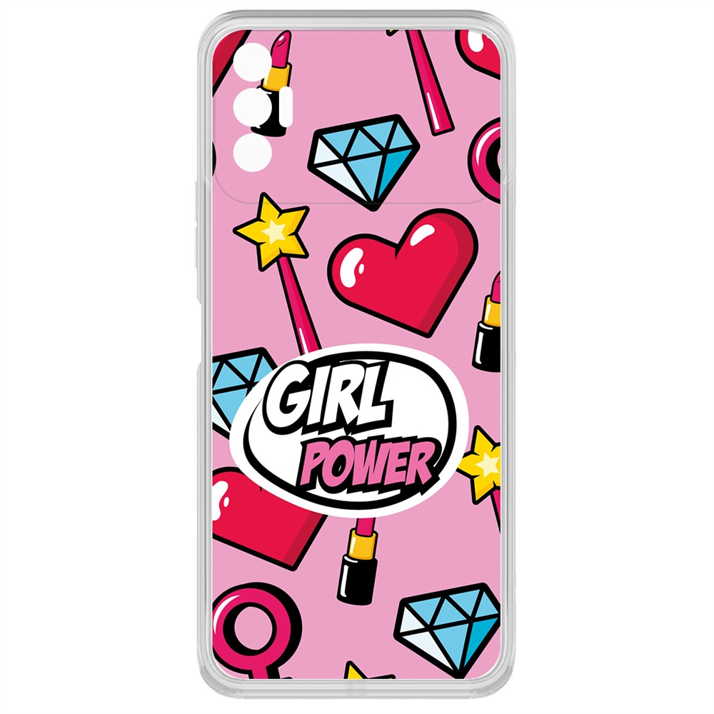 фото Чехол-накладка krutoff clear case girl power для tecno spark 8p