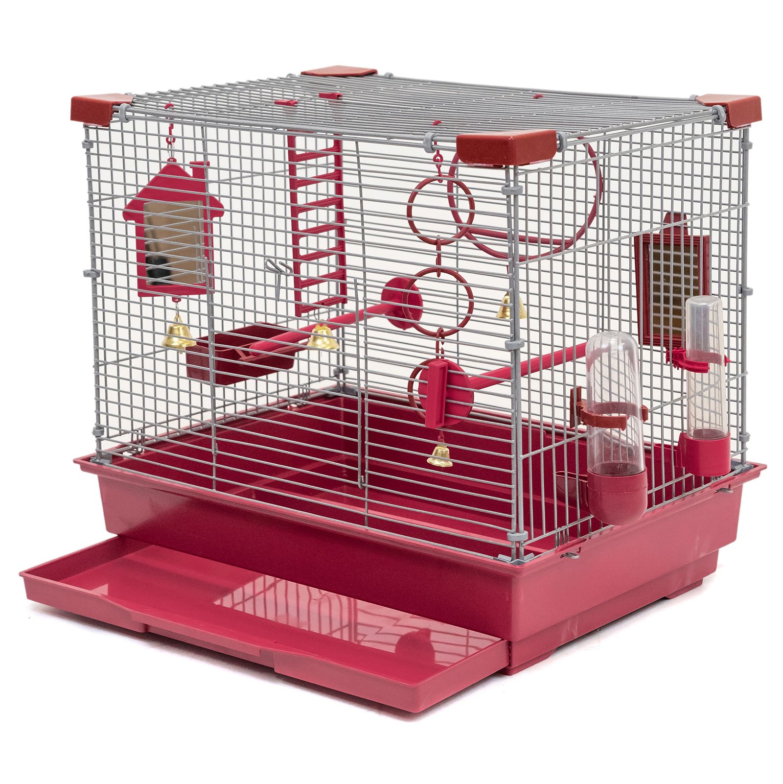 

Клетка для птиц PetTails разборная, рубиновая, 42 х 30 х 37см, шаг прута 10,5мм, Smart