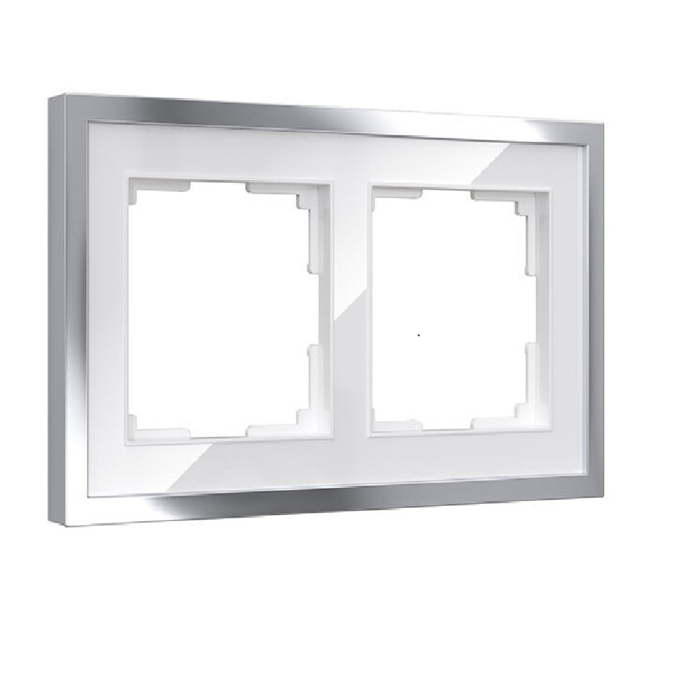 Рамка для розетки / выключателя на 2 поста Werkel Baguette W0022850 белый / серебро кулон на леске подвеска невидимка в ассортименте серебро