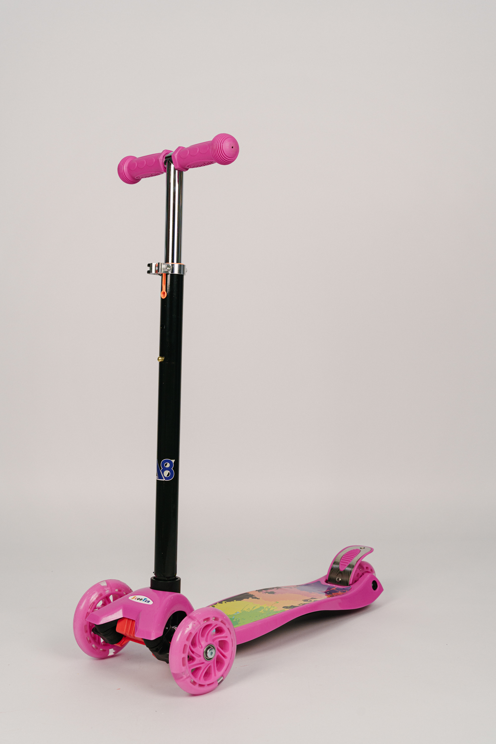 Самокат-кикборд V8+ детский трёхколёсный V-KS4108С черно-красный