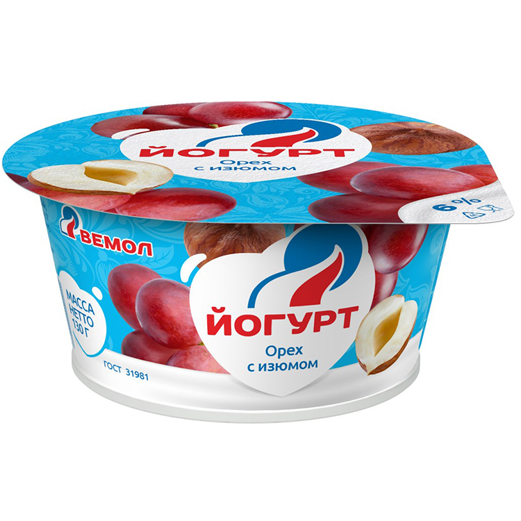 

Йогурт Вемол Орех с изюмом 6% 130 г