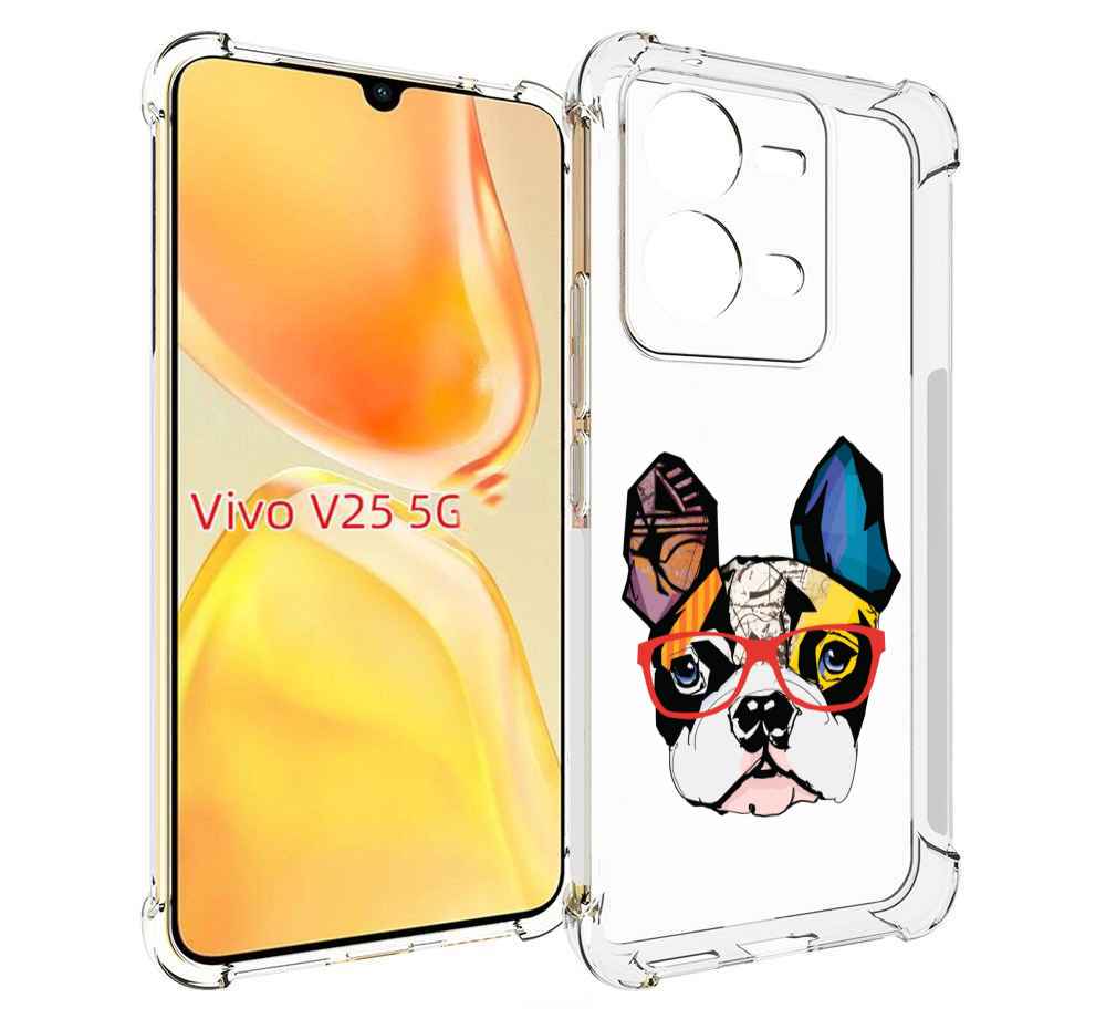 

Чехол MyPads Мопс-в-очках для Vivo V25 5G / V25e, Прозрачный, Tocco