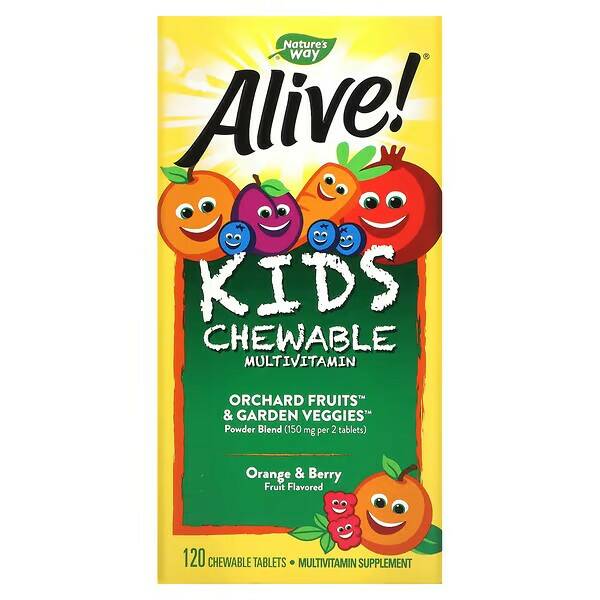 Alive! Once Daily Children's Chewable Multi-Vitamin, Витаминный комплекс Nature's Way Alive! 120 табл., США  - купить