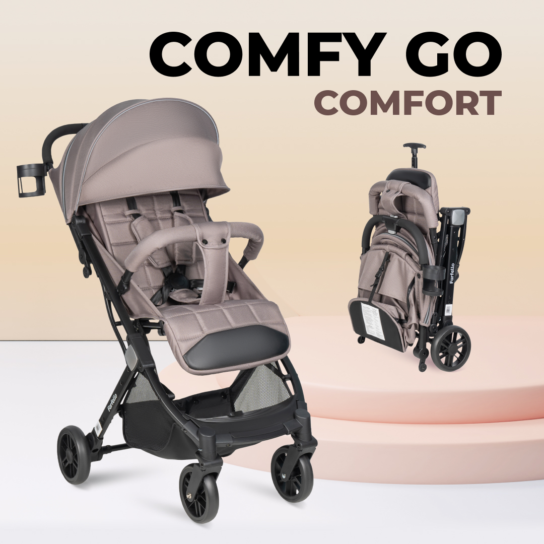 Kоляска детская прогулочная Farfello Comfy Go Comfort, серо-бежевый CG-002