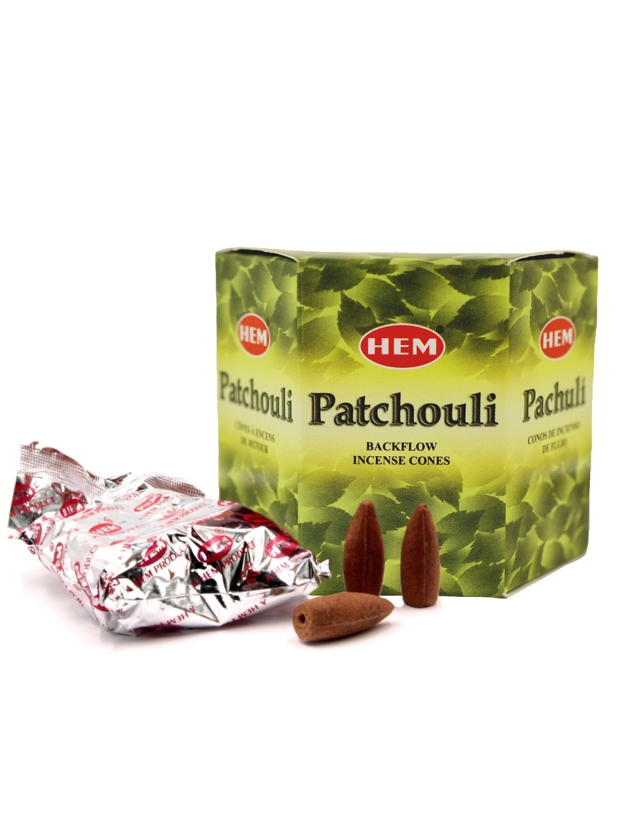 

Благовония конусы стелющийся дым Пачули HEM BackFlow Patchouli Cones, 40шт.