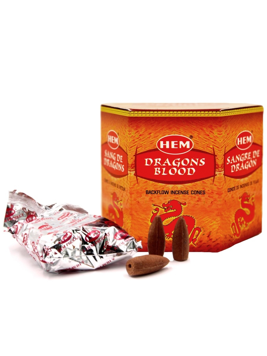 

Благовония конусы стелющийся дым Кровь Дракона HEM BackFlow Dragon Blood Cones, 40шт.
