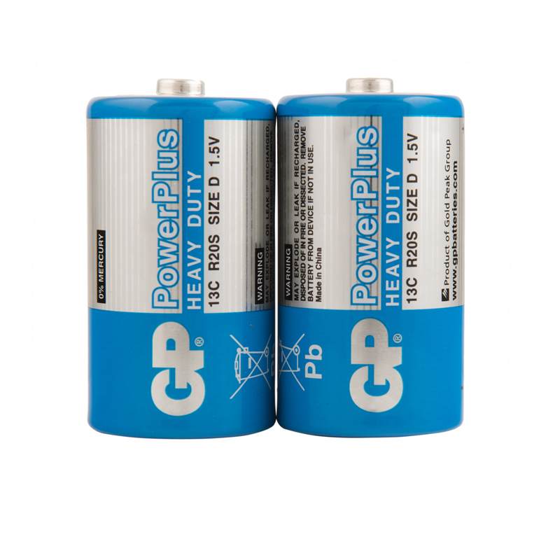 

Солевые батарейки GP powerplus 13c типоразмера d - 2 шт. в пленке GP 13CEBRA-2S2