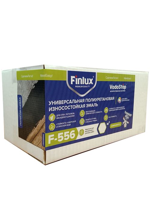 фото Полиуретановая ударопрочная эмаль finlux f-556 universal черная 6 кв.м