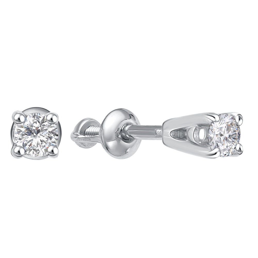 

Серьги пусеты из белого золота 585Gold 302006798, фианит, 302006798