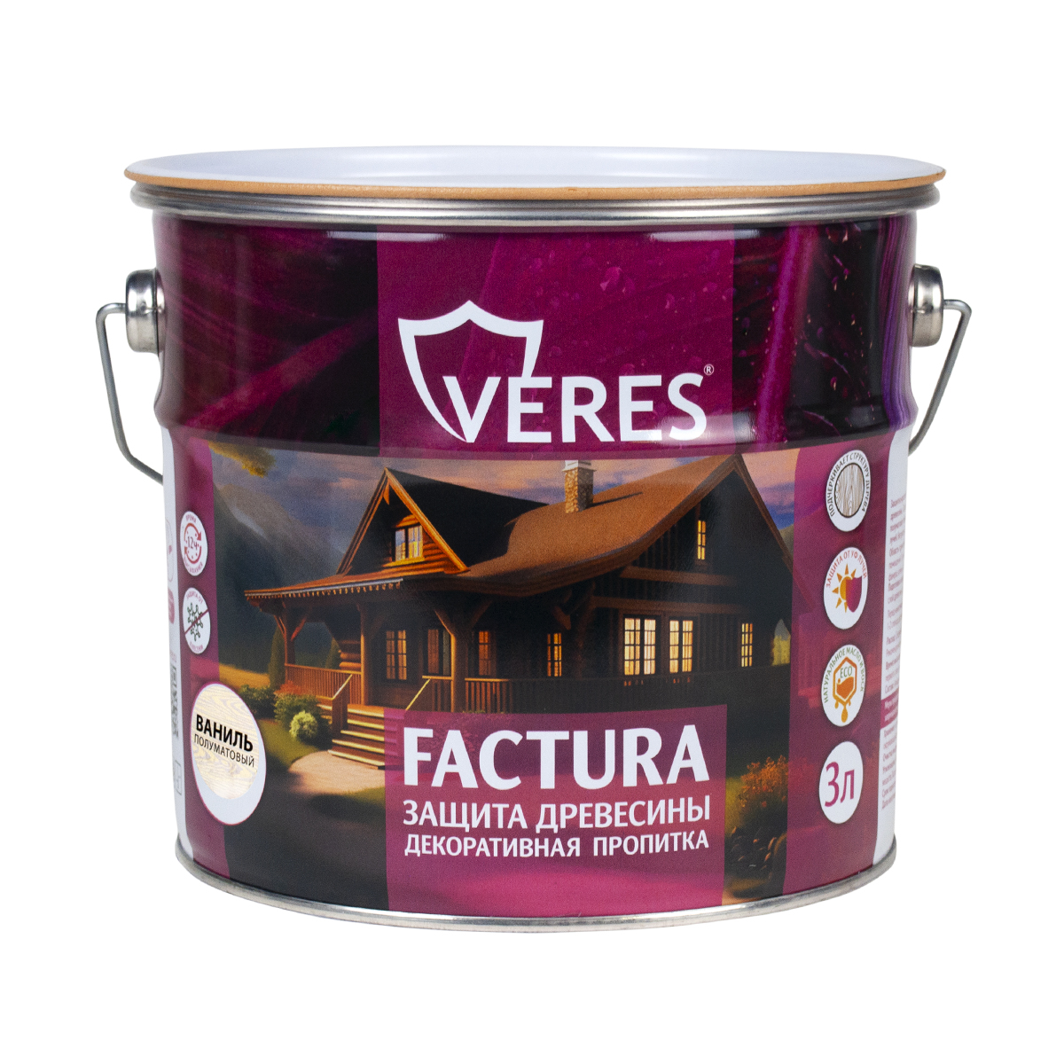 Декоративная пропитка для дерева Veres Factura полуматовая 3 л ваниль, VR-084