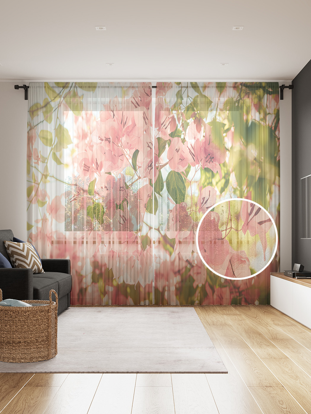 

Фототюль JoyArty "Нежное цветение сакуры" 145x265см, 2 полотна, лента, 50 крючков, Нежное цветение сакуры