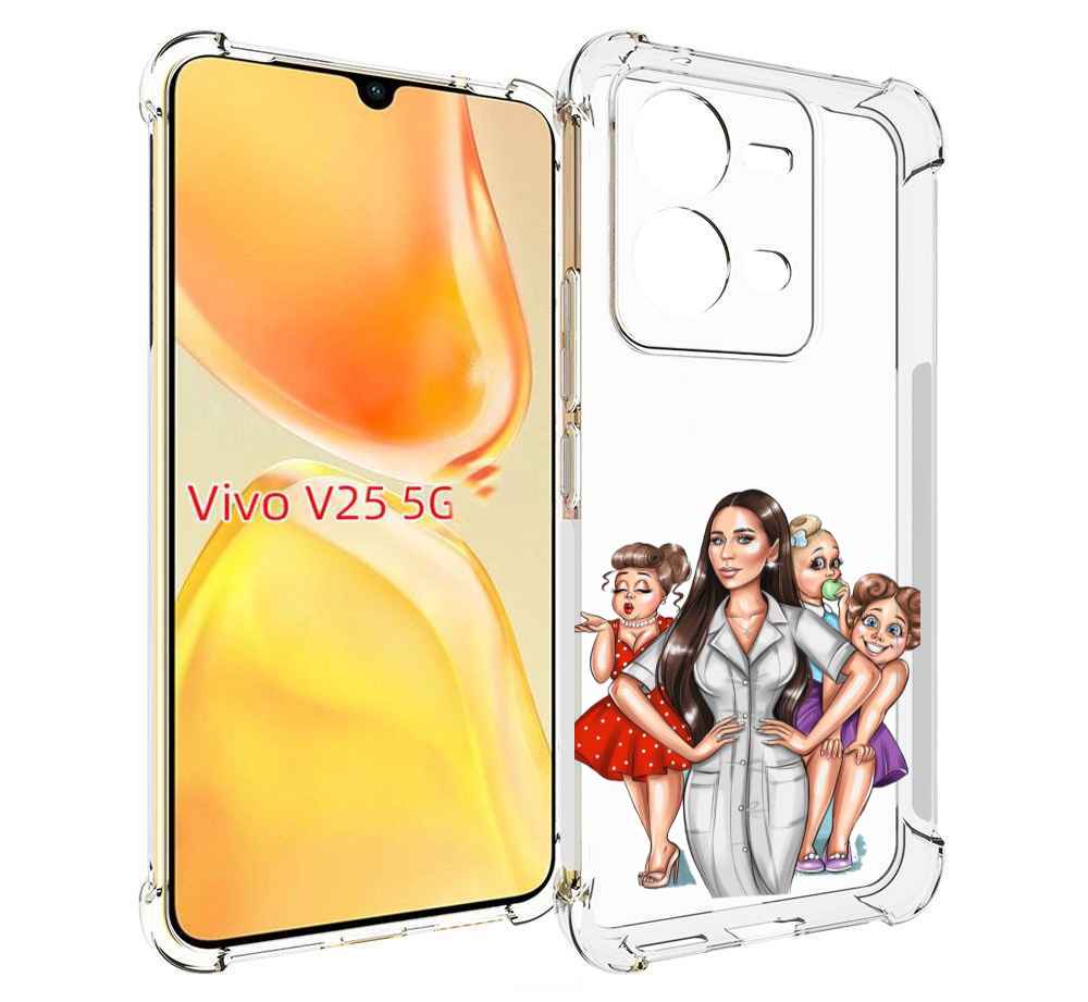 

Чехол MyPads Милые-дамы женский для Vivo V25 5G / V25e, Прозрачный, Tocco