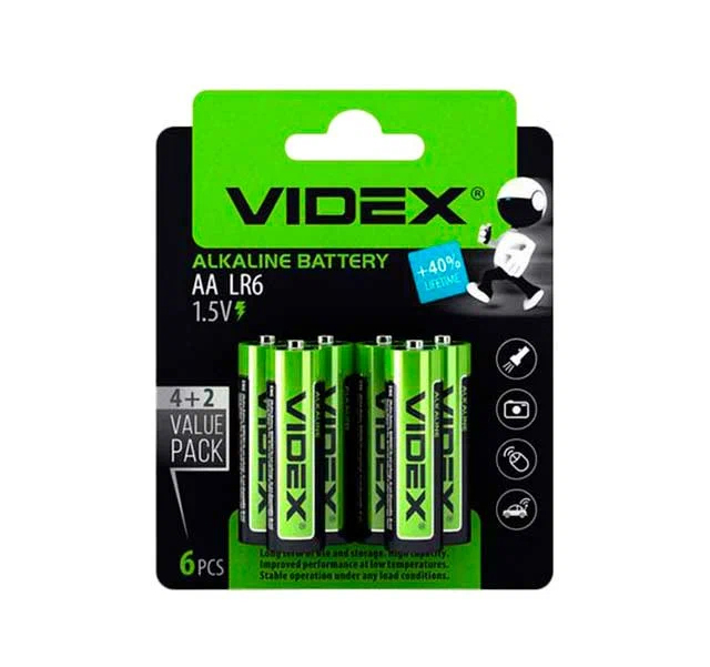 

Батарейка AA - Videx LR6 Shrink (6 штук) VID-LR6-6BC