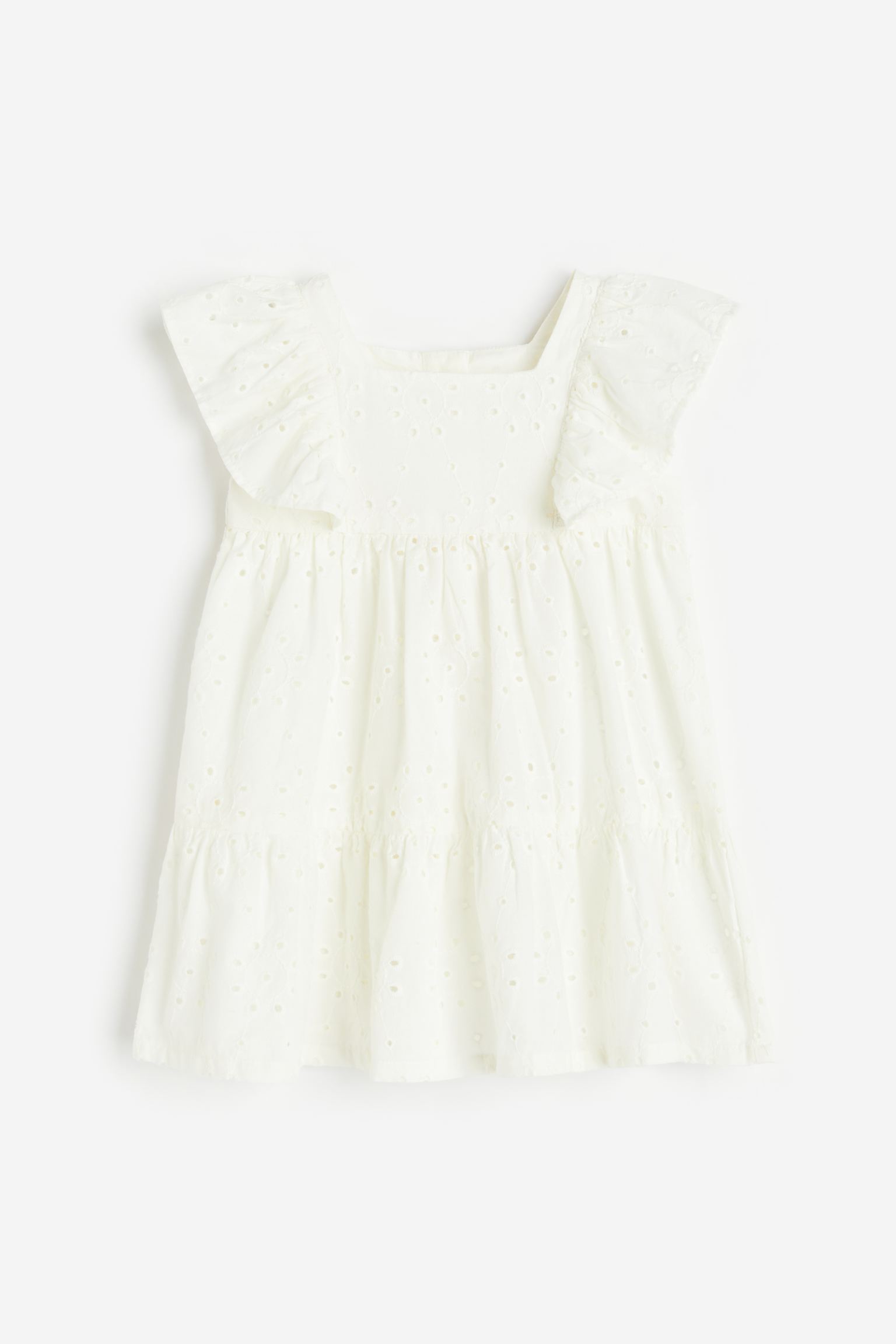 Платье с оборками и вышивкой бродери англез H&M 104 Белый (доставка из-за рубежа)