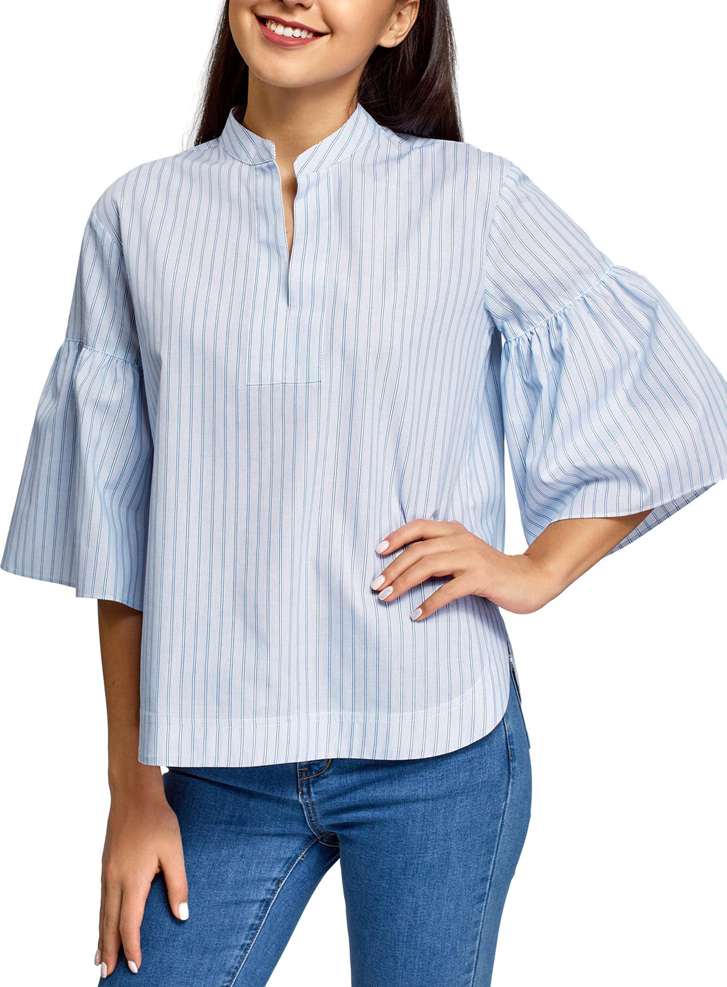 

Блуза женская oodji 13K00010 белая 34 EU, 13K00010