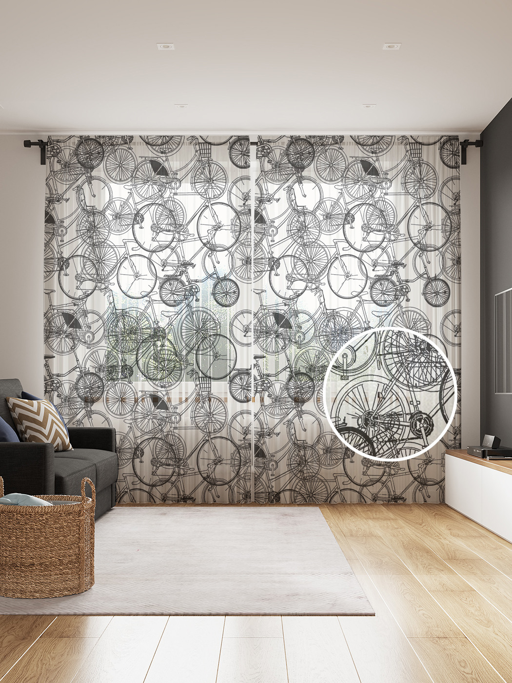 

Фототюль JoyArty "Черные завитки", 145x265см (2 полотна со шторной лентой + 50 крючков), Черные завитки