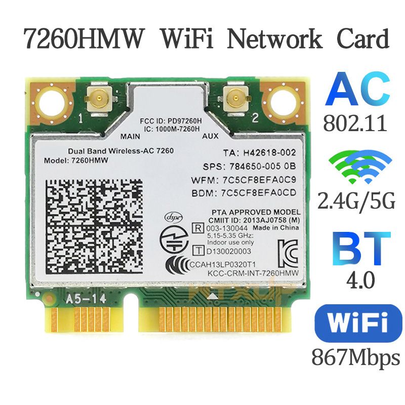 

Приемник Wi-Fi NoBrand для компьютера Mini PCI-e 802.11ac, Зеленый;белый
