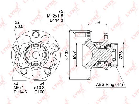 

Подшипник ступицы задней HYUNDAI Elantra V/Veloster 11->/Cerato III 13-> Lynx WH1487
