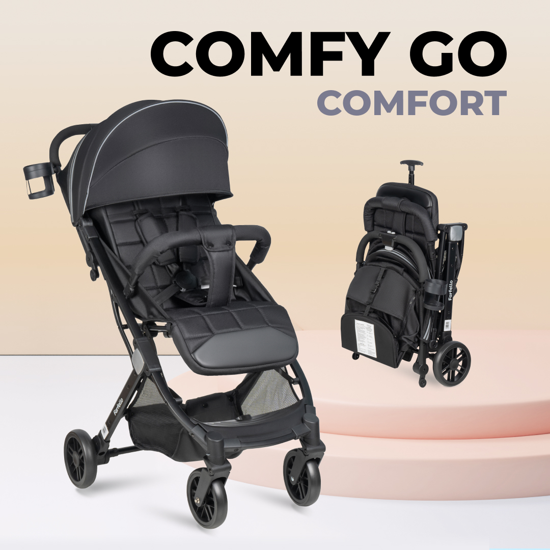 Kоляска детская прогулочная Farfello Comfy Go Comfort, черный CG-001, 6м+ navako держатель для тарелок comfy 900