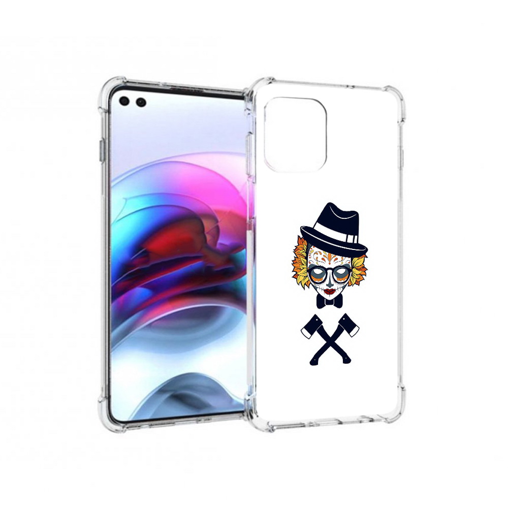 

Чехол MyPads Tocco для Motorola Edge девушка в маске с топорами рисунок (PT157712.351.304), Прозрачный, Tocco