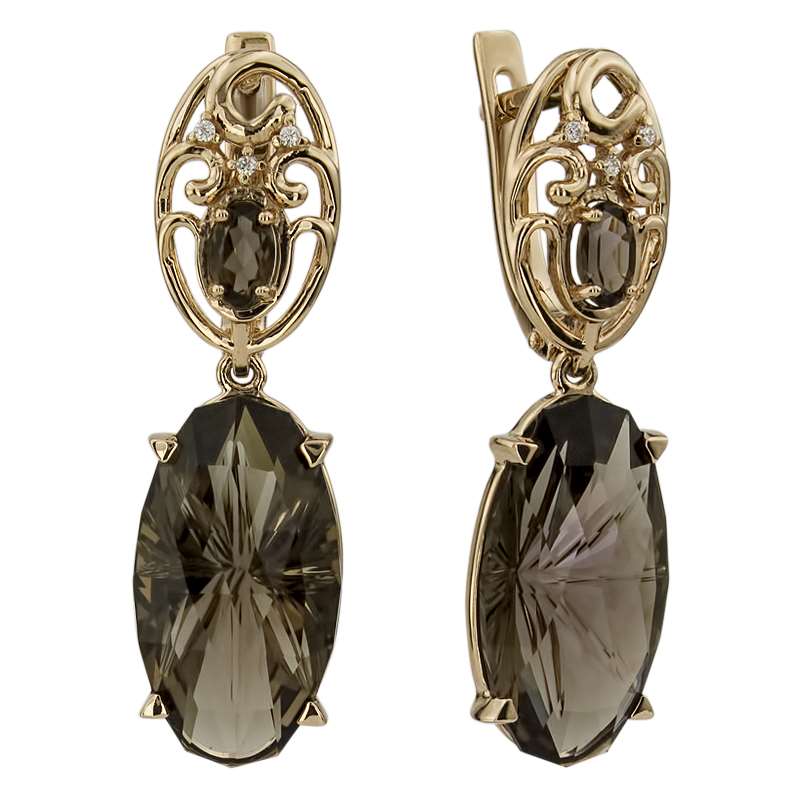 

Серьги из желтого золота с фианитом/раухтопазом ALORIS Серьги 1610РКц, Серьги 1610РКц