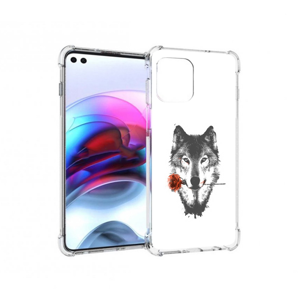 

Чехол MyPads Tocco для Motorola Edge волк с розой (PT157712.351.270), Прозрачный, Tocco