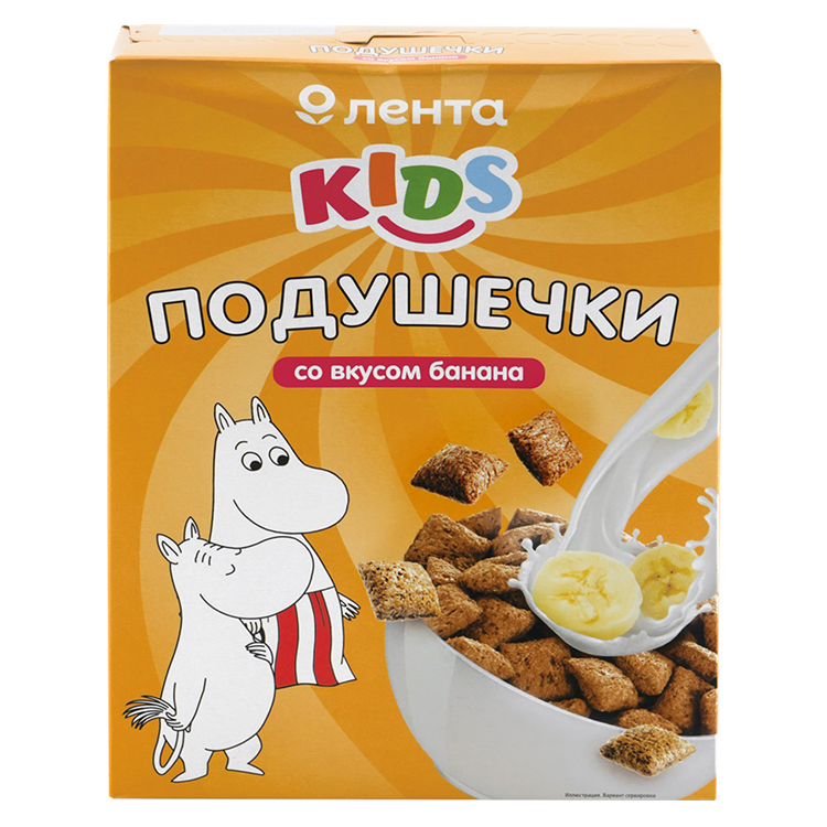 Сухой завтрак подушечки Лента Kids Муми Тролли со вкусом банана 200 г