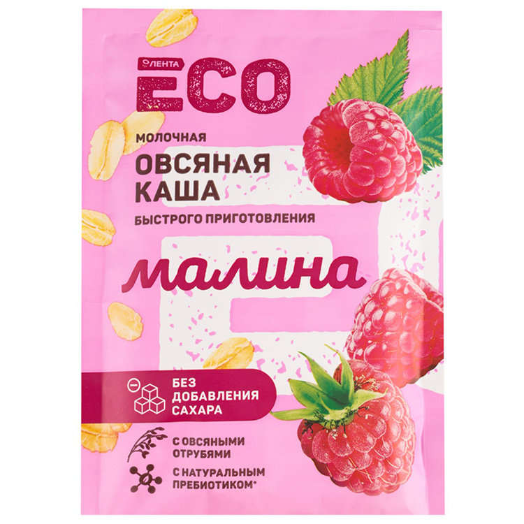 Каша Лента ЕСО овсяная молочная с малиной 40 г