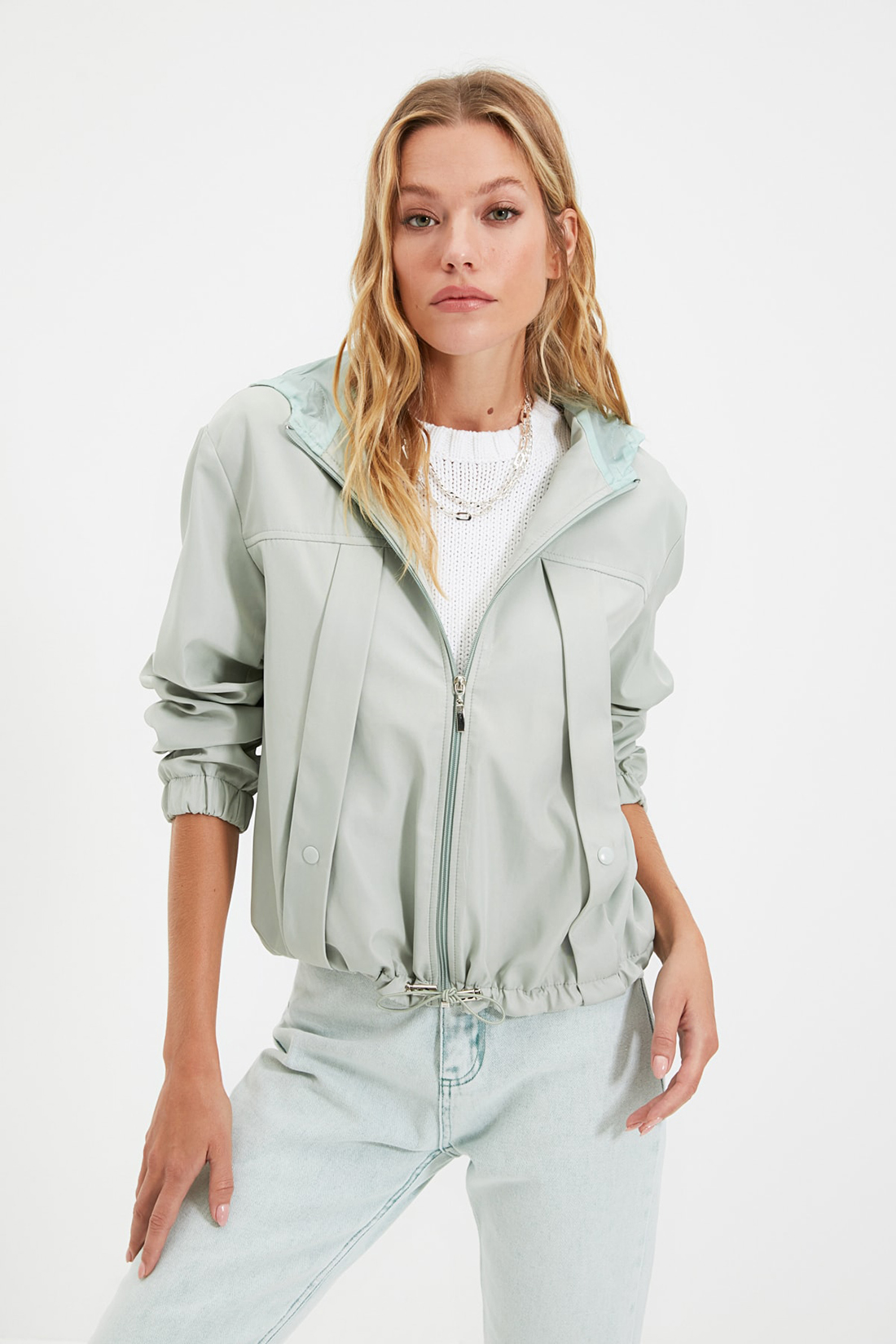 

Куртка женская trendyol TWOSS21MO0076 зеленая M, TWOSS21MO0076