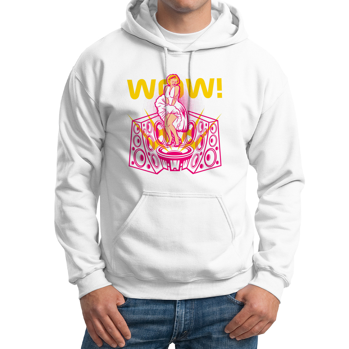 

Худи унисекс CoolPodarok Мерлин WOW белое 42 RU, Белый, M0151258