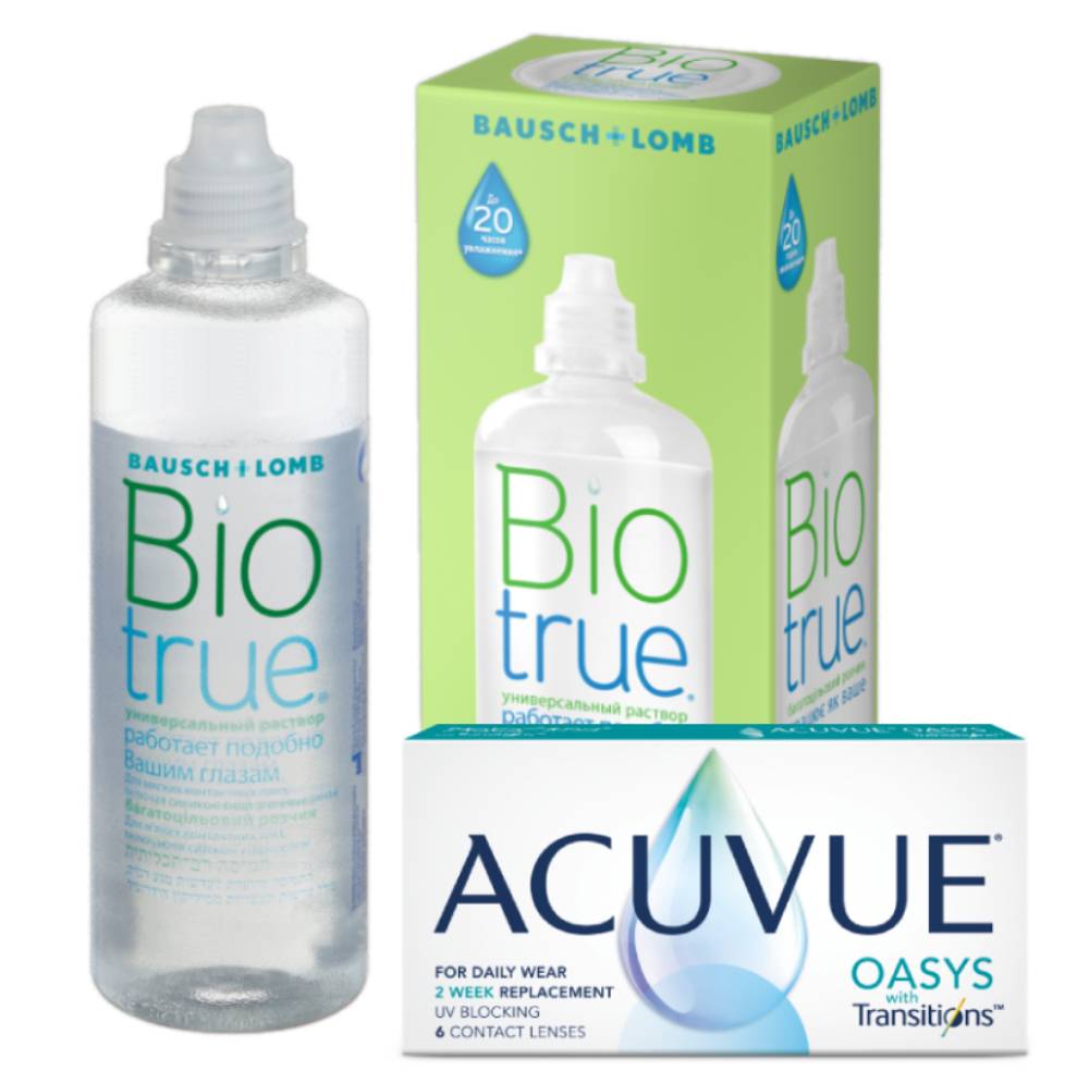 

Набор линзы Acuvue Oasys with transitions 6 линз R 8.4 -9,00 + Biotrue 300, Oasys with transitions 6 линз + Biotrue 300 мл