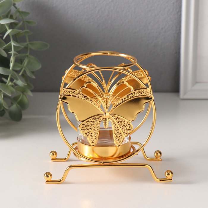 

Подсвечник Бабочка в круге 4,5 см золото 6,2х11,2х10,5 см, Золотистый