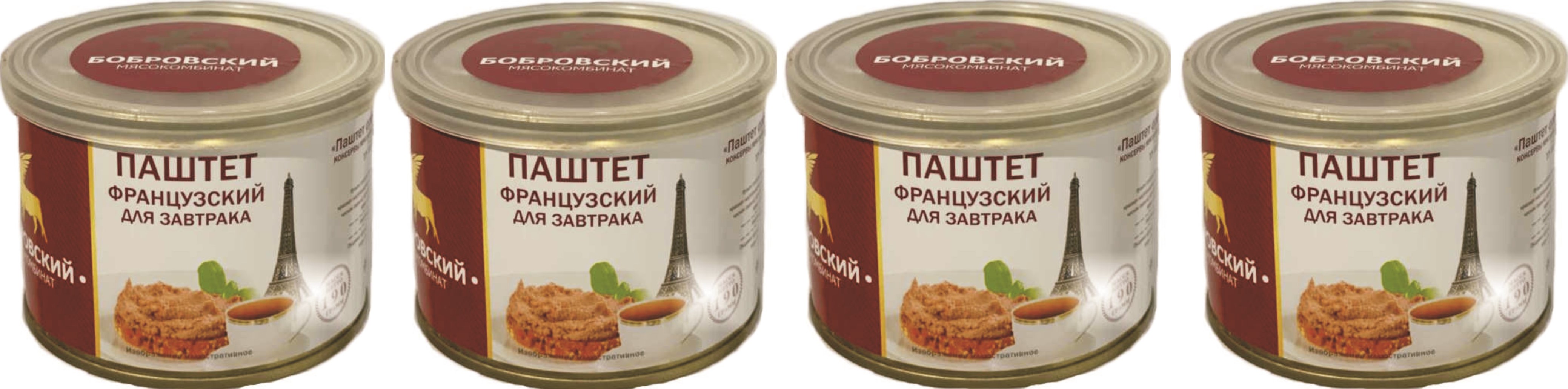 

Паштет ООО "Бобровский мясокомбинат" французский для завтрака 4 шт., Паштет французский для завтрака