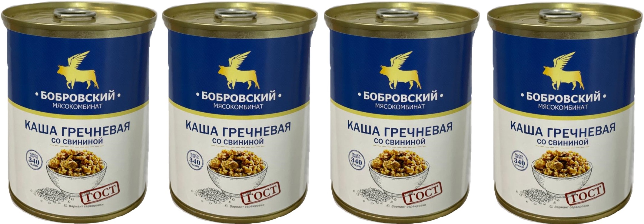 

Каша Гречневая ООО "Бобровский мясокомбинат" со Свининой ГОСТ 4 шт., Каша Гречневая со Свининой ГОСТ