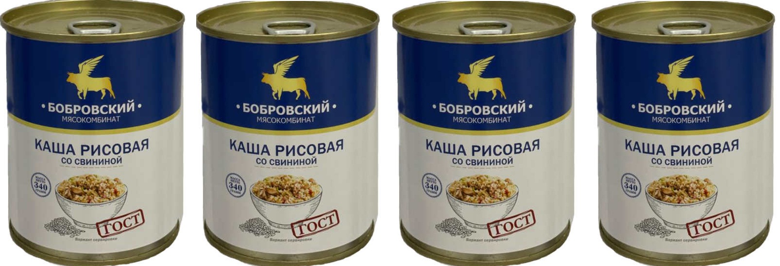 

Каша Рисовая ООО "Бобровский мясокомбинат" со Свининой ГОСТ 4 шт., Каша Рисовая со Свининой ГОСТ